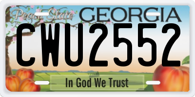 GA license plate CWU2552