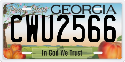 GA license plate CWU2566