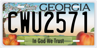 GA license plate CWU2571