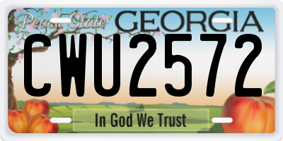 GA license plate CWU2572
