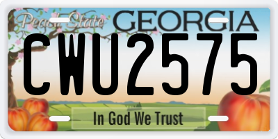 GA license plate CWU2575