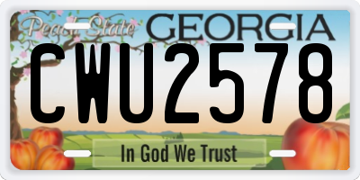GA license plate CWU2578
