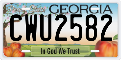 GA license plate CWU2582