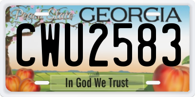 GA license plate CWU2583