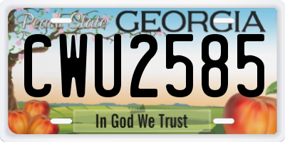 GA license plate CWU2585