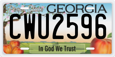GA license plate CWU2596