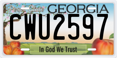 GA license plate CWU2597