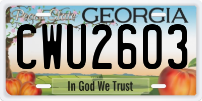 GA license plate CWU2603