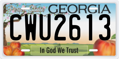 GA license plate CWU2613