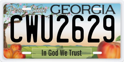 GA license plate CWU2629