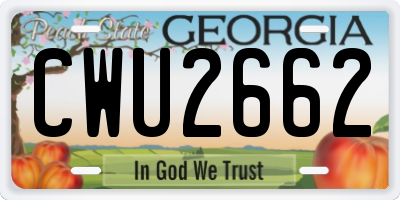 GA license plate CWU2662