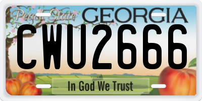 GA license plate CWU2666
