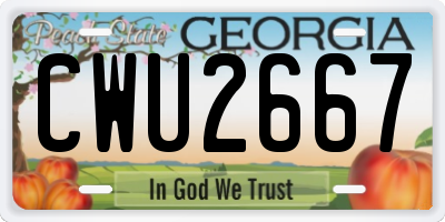 GA license plate CWU2667
