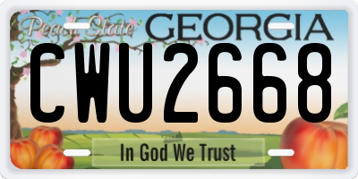 GA license plate CWU2668