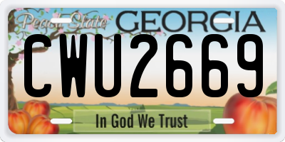 GA license plate CWU2669