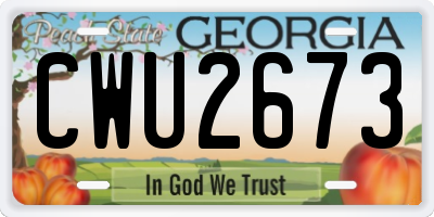 GA license plate CWU2673