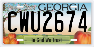 GA license plate CWU2674