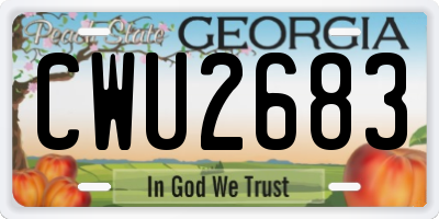 GA license plate CWU2683