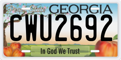 GA license plate CWU2692