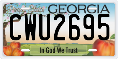 GA license plate CWU2695