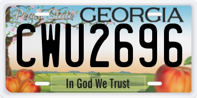 GA license plate CWU2696