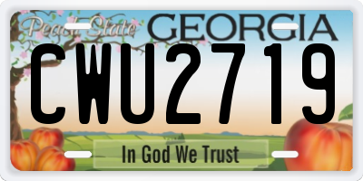 GA license plate CWU2719