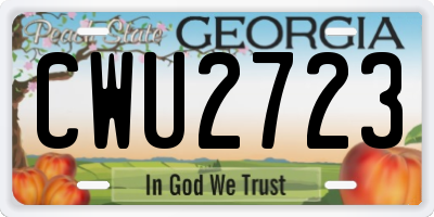 GA license plate CWU2723
