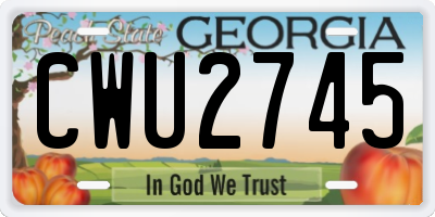 GA license plate CWU2745