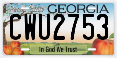 GA license plate CWU2753