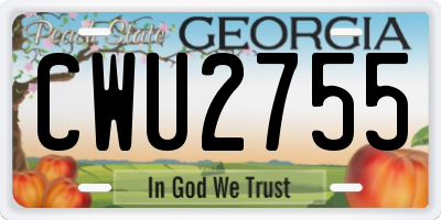 GA license plate CWU2755