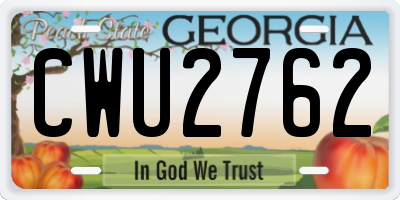 GA license plate CWU2762