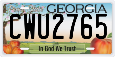 GA license plate CWU2765