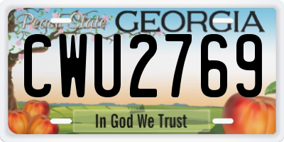 GA license plate CWU2769