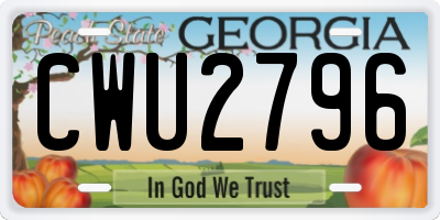 GA license plate CWU2796