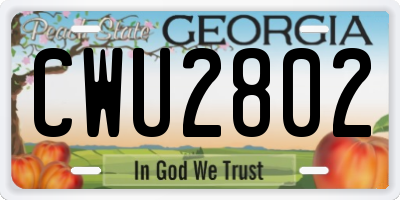 GA license plate CWU2802