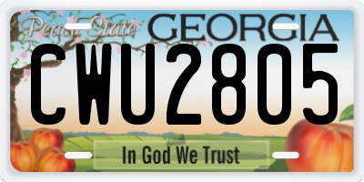 GA license plate CWU2805