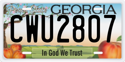 GA license plate CWU2807