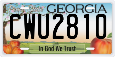 GA license plate CWU2810