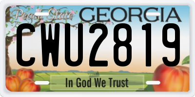 GA license plate CWU2819