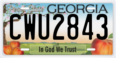 GA license plate CWU2843
