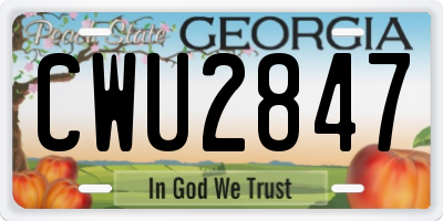 GA license plate CWU2847