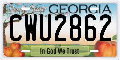 GA license plate CWU2862