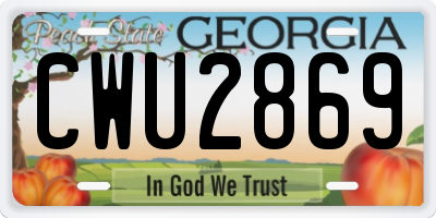 GA license plate CWU2869