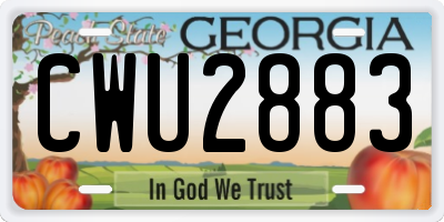GA license plate CWU2883