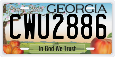 GA license plate CWU2886