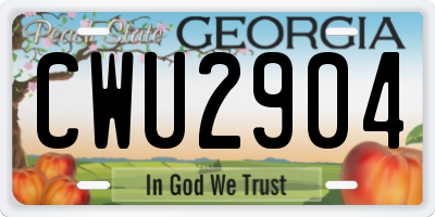 GA license plate CWU2904