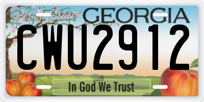 GA license plate CWU2912