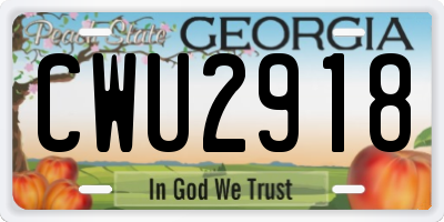 GA license plate CWU2918