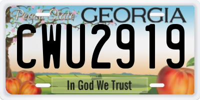 GA license plate CWU2919