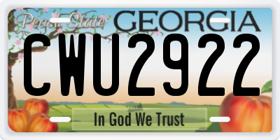 GA license plate CWU2922